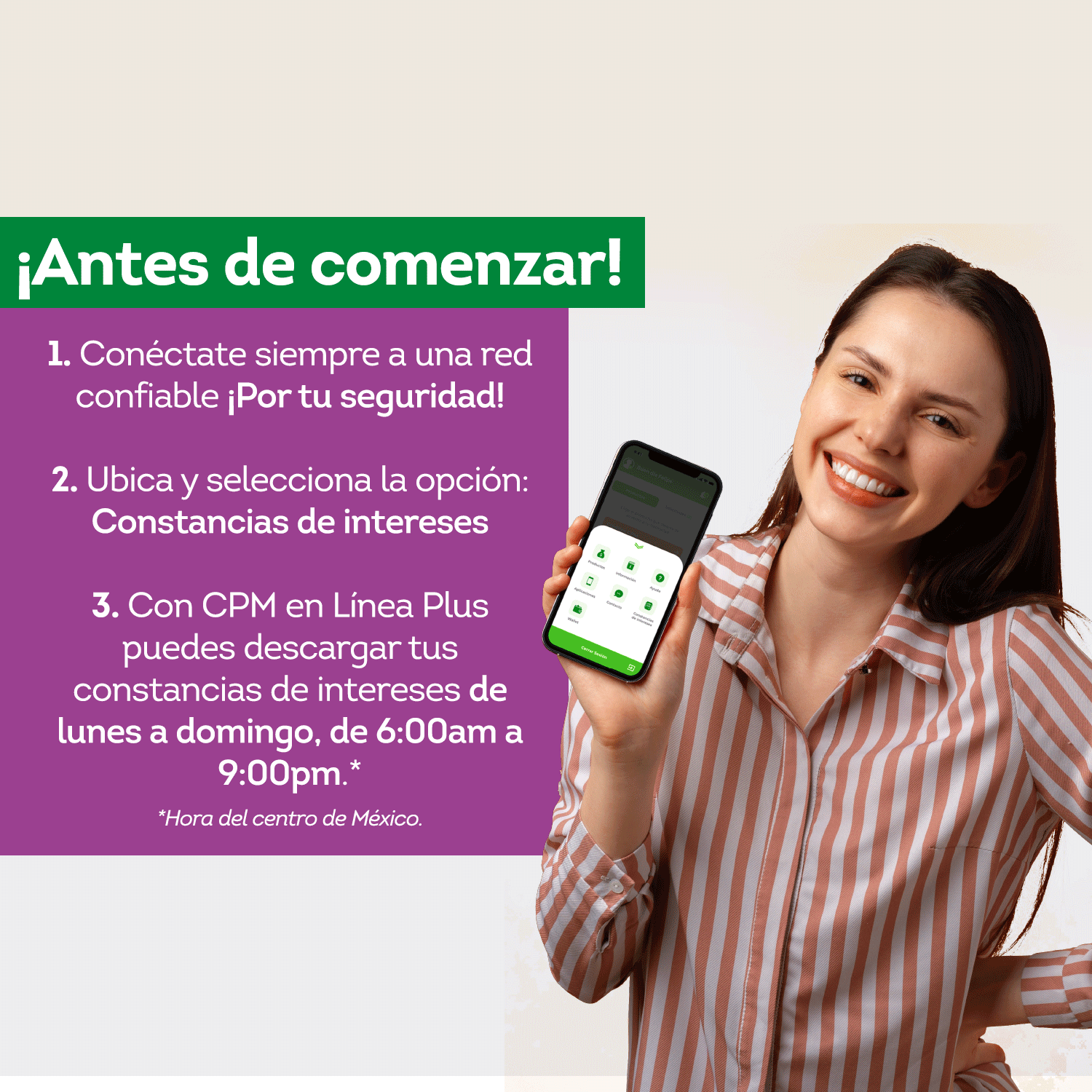 Infografía - Antes de comenzar CPM Movil Plus