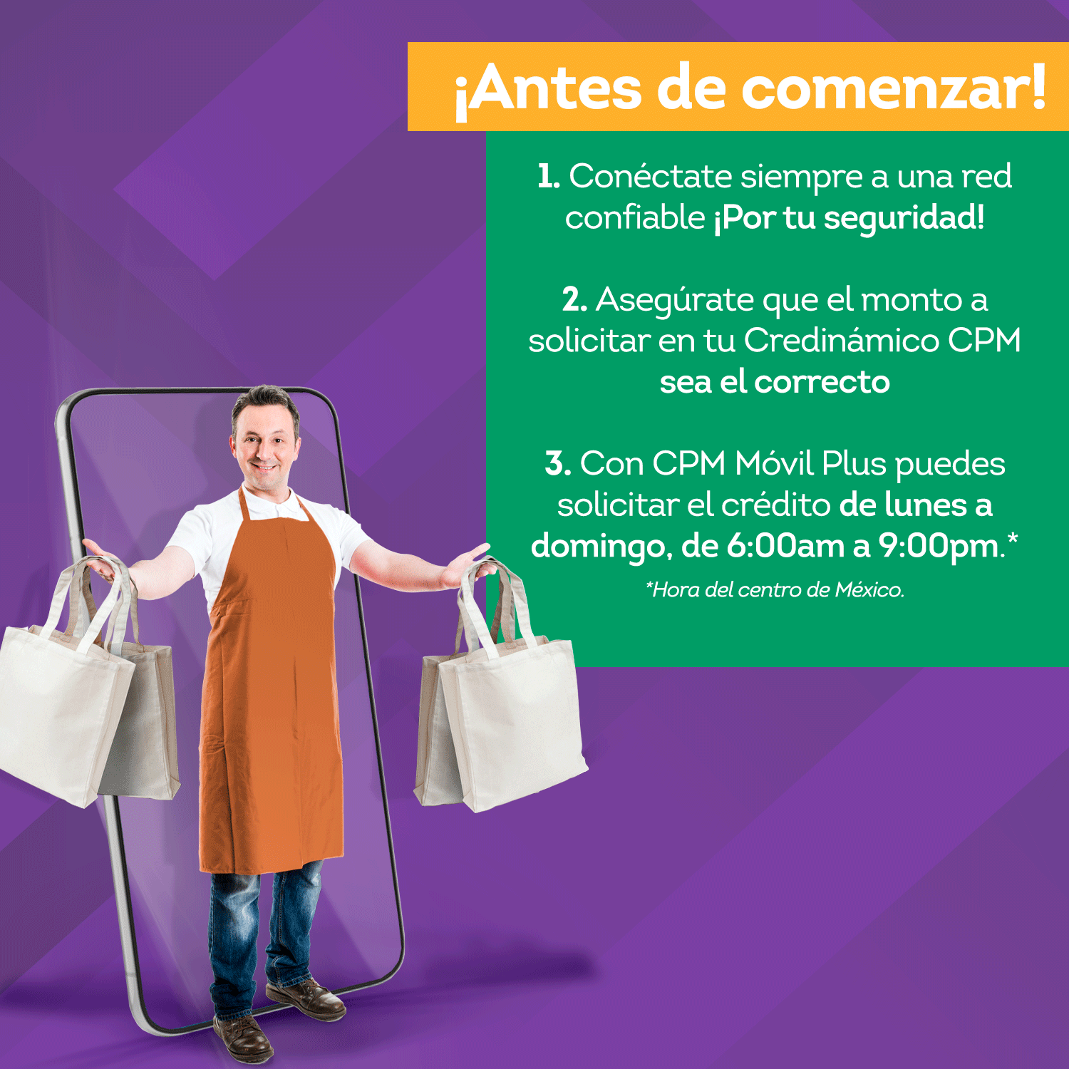 Infografía - Antes de comenzar CPM Movil Plus